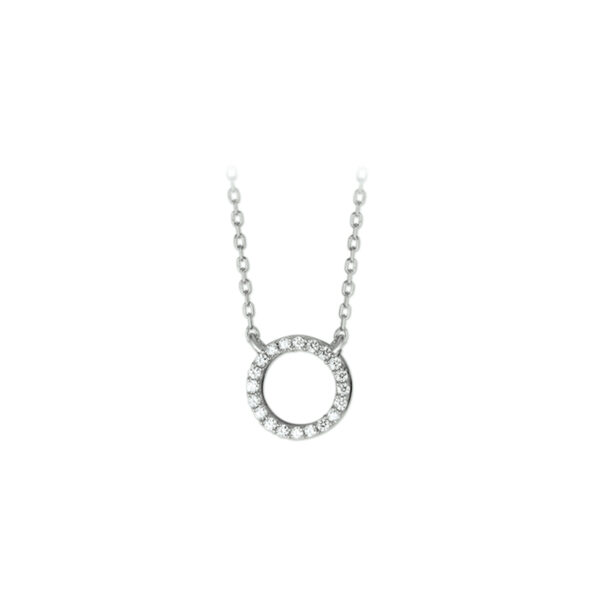 collier zirkonia 40 + 4 cm zilver gerhodineerd
