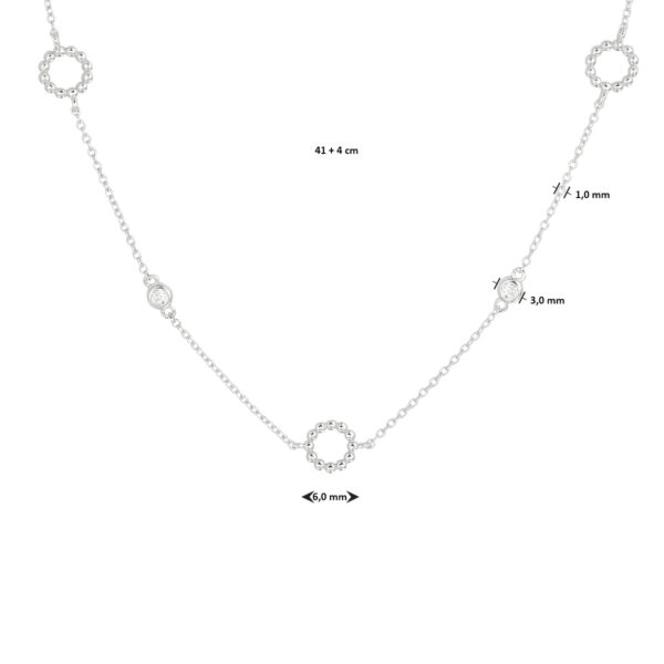 collier zirkonia 41 + 4 cm zilver gerhodineerd - Afbeelding 3