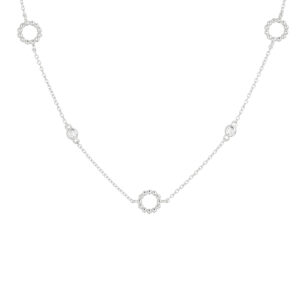 collier zirkonia 41 + 4 cm zilver gerhodineerd