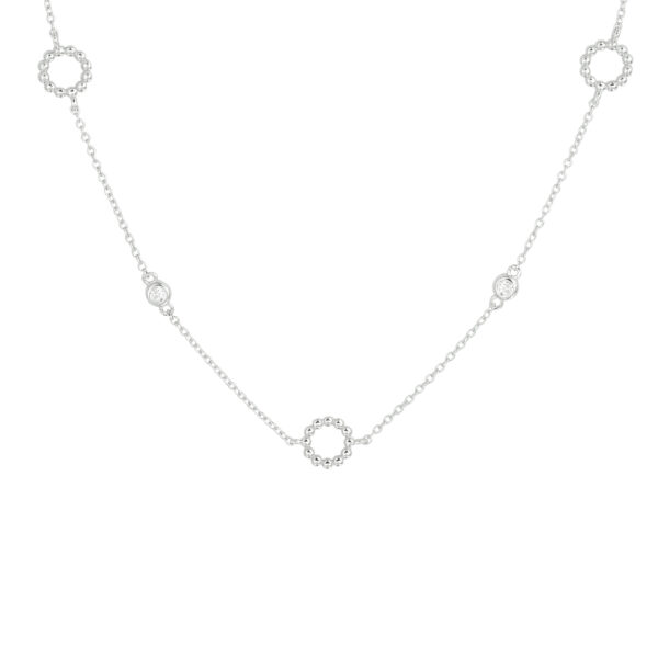 collier zirkonia 41 + 4 cm zilver gerhodineerd