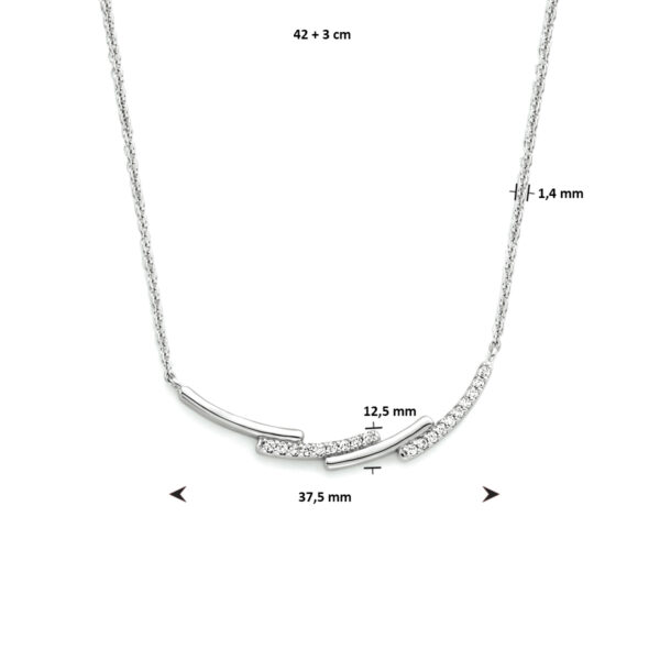 collier zirkonia 42 + 3 cm zilver gerhodineerd - Afbeelding 4