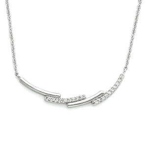collier zirkonia 42 + 3 cm zilver gerhodineerd