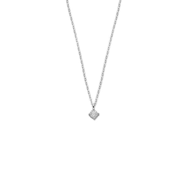 collier zirkonia 42 + 3 cm zilver gerhodineerd