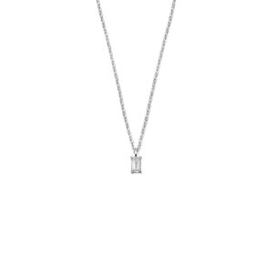 collier zirkonia 42 + 3 cm zilver gerhodineerd
