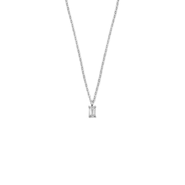 collier zirkonia 42 + 3 cm zilver gerhodineerd