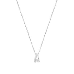 collier zirkonia poli/mat 41 + 4 cm zilver gerhodineerd