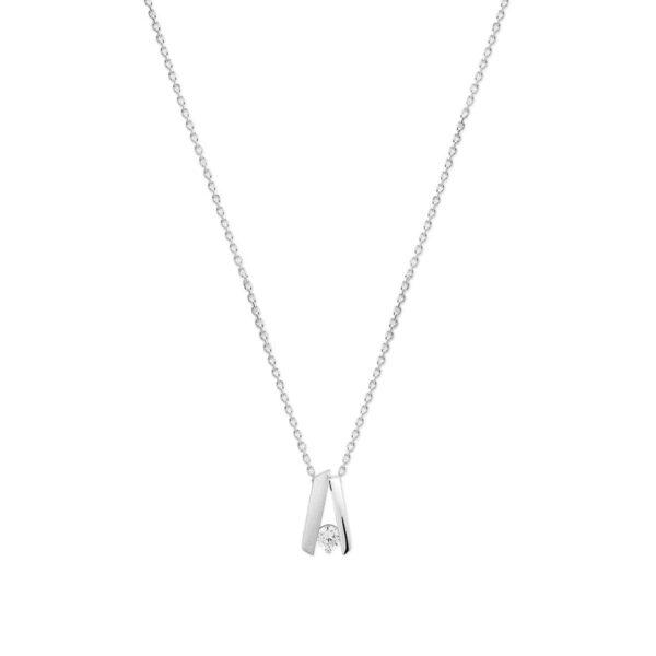 collier zirkonia poli/mat 41 + 4 cm zilver gerhodineerd