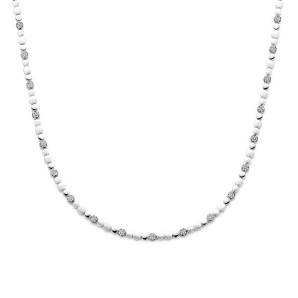 collier zirkonia poli/mat 5,1 mm 45 cm zilver gerhodineerd