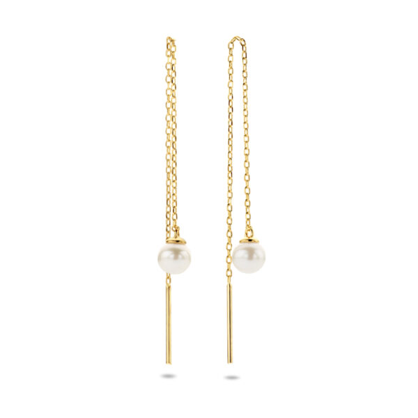 doortrekoorbellen parel 14K geelgoud - Afbeelding 3