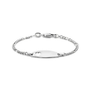 graveerarmband hartje 11 - 13 cm zilver wit