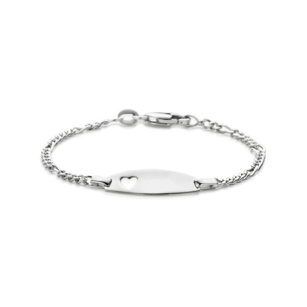 graveerarmband hartje 11 - 13 cm zilver wit