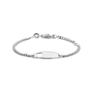 graveerarmband hartje 11 - 13 cm zilver wit