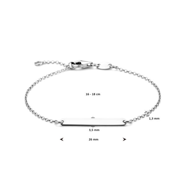 graveerarmband plaat 3,5 mm 16 - 18 cm zilver gerhodineerd - Afbeelding 3
