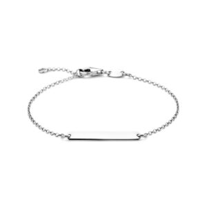 graveerarmband plaat 3,5 mm 16 - 18 cm zilver gerhodineerd