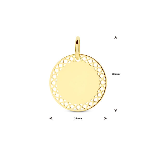 graveerhanger 16 mm 14K geelgoud - Afbeelding 4