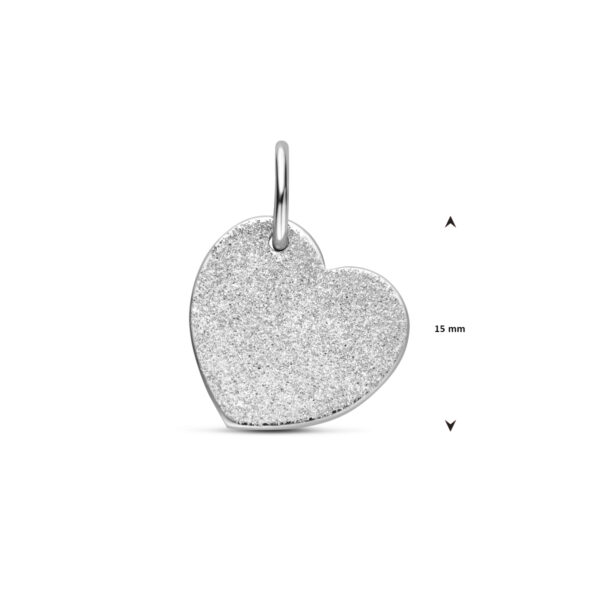 graveerhanger hartje glitter gediamanteerd 15 mm zilver gerhodineerd - Afbeelding 4