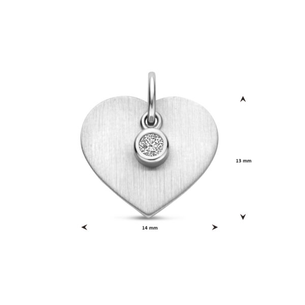 graveerhanger hartje poli/mat zirkonia 13 mm zilver gerhodineerd - Afbeelding 4