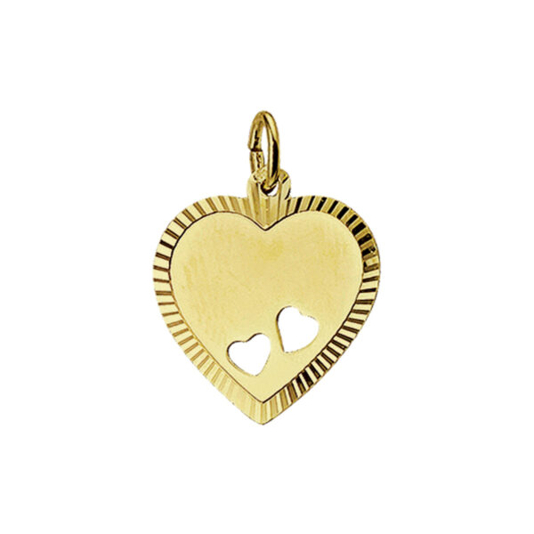 graveerhartje mat gediamanteerd 14K geelgoud