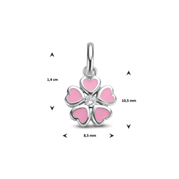 hanger bloem zirkonia zilver gerhodineerd - Afbeelding 4