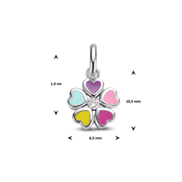 hanger bloem zirkonia zilver gerhodineerd - Afbeelding 4