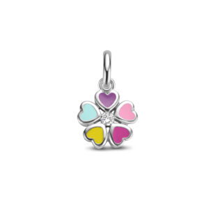 hanger bloem zirkonia zilver gerhodineerd