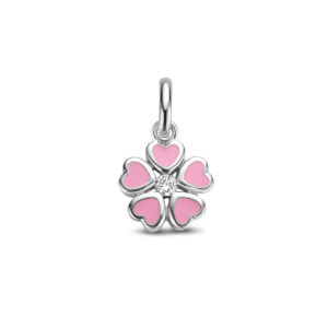 hanger bloem zirkonia zilver gerhodineerd