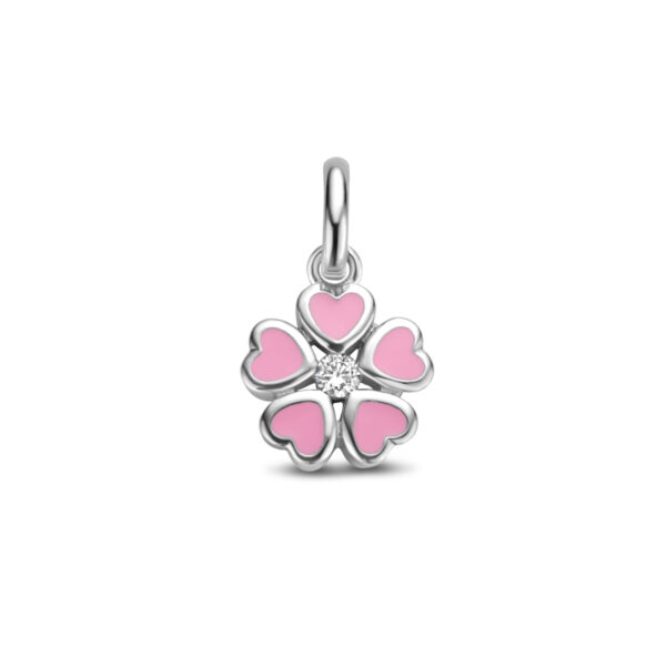 hanger bloem zirkonia zilver gerhodineerd