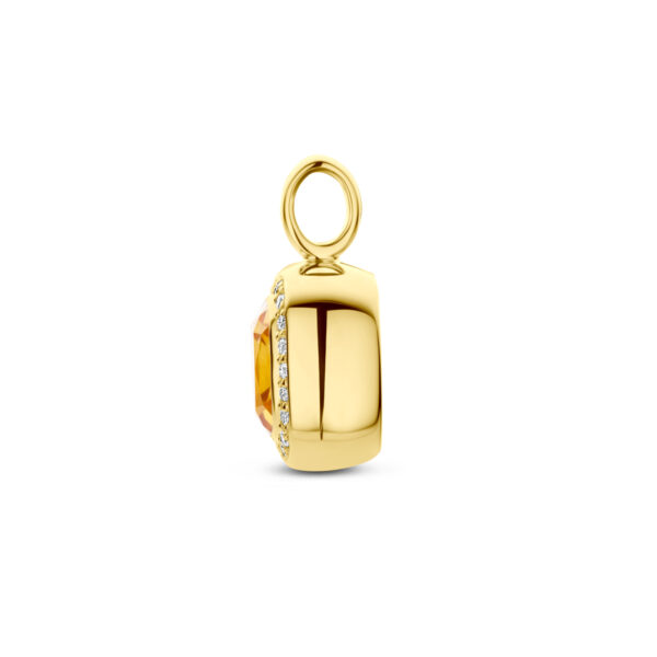 hanger citrien en diamant 0.14ct h si halo 14K geelgoud - Afbeelding 3