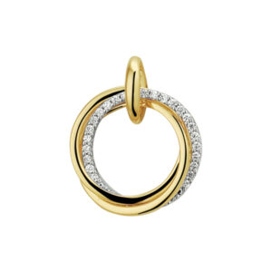 hanger diamant 0.12ct h si 14K bicolor goud geel/wit