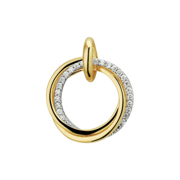 hanger diamant 0.12ct h si 14K bicolor goud geel/wit