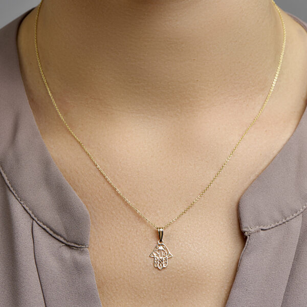 hanger fatima hand 14K geelgoud - Afbeelding 2