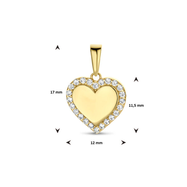 hanger hart zirkonia 14K geelgoud - Afbeelding 4