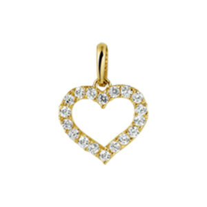hanger hart zirkonia 14K geelgoud