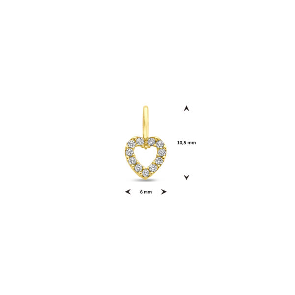 hanger hartje zirkonia 10,5 mm 14K geelgoud - Afbeelding 4
