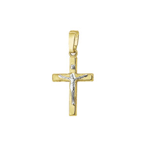 hanger kruis corpus bicolor gestift 14K geelgoud