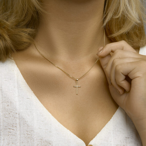 hanger kruis gediamanteerd 14K geelgoud - Afbeelding 2