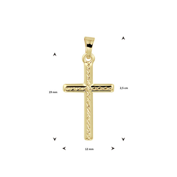 hanger kruis gediamanteerd 14K geelgoud - Afbeelding 3