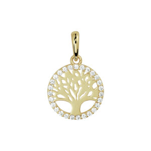 hanger levensboom zirkonia 14K geelgoud
