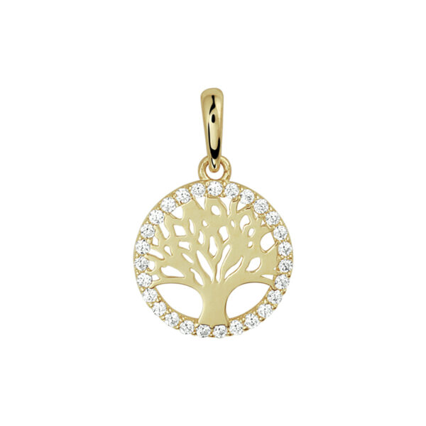 hanger levensboom zirkonia 14K geelgoud