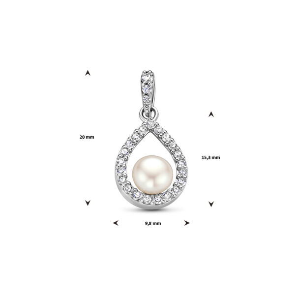 hanger parel en zirkonia zilver gerhodineerd - Afbeelding 4