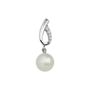 hanger parel en zirkonia zilver gerhodineerd
