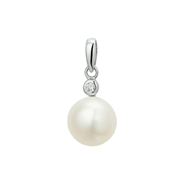 hanger parel en zirkonia zilver gerhodineerd