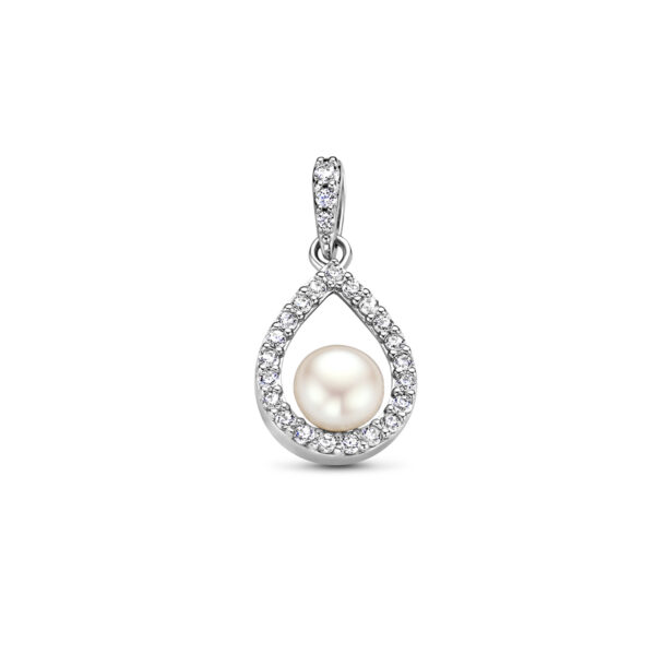 hanger parel en zirkonia zilver gerhodineerd
