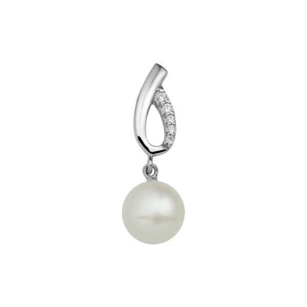 hanger parel en zirkonia zilver gerhodineerd