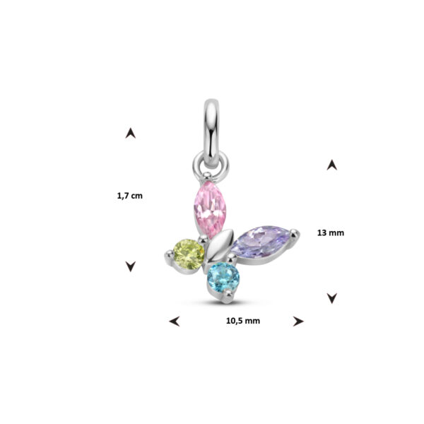hanger vlinder meerdere kleuren zirkonia zilver gerhodineerd - Afbeelding 4