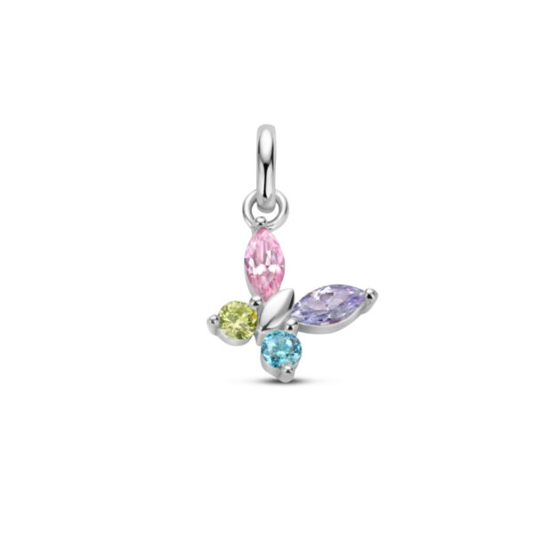 hanger vlinder meerdere kleuren zirkonia zilver gerhodineerd