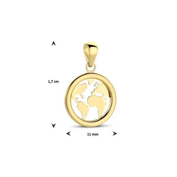 hanger wereldbol 14K geelgoud - Afbeelding 4