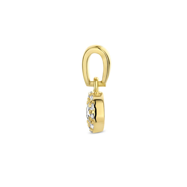 hanger zirkonia halo 14K geelgoud - Afbeelding 3