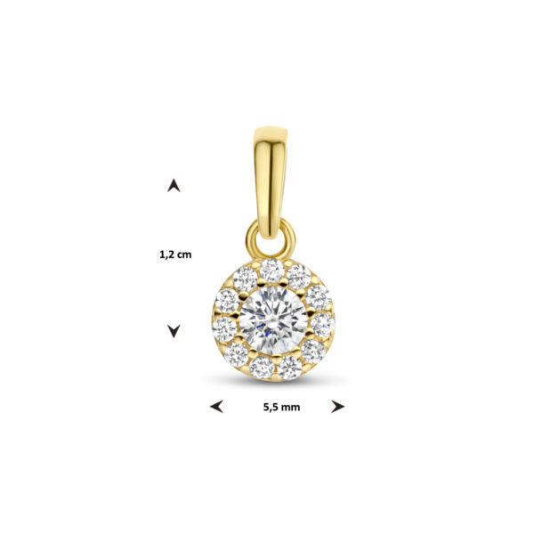 hanger zirkonia halo 14K geelgoud - Afbeelding 4