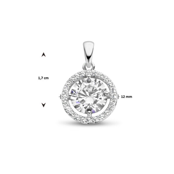 hanger zirkonia halo zilver gerhodineerd - Afbeelding 4